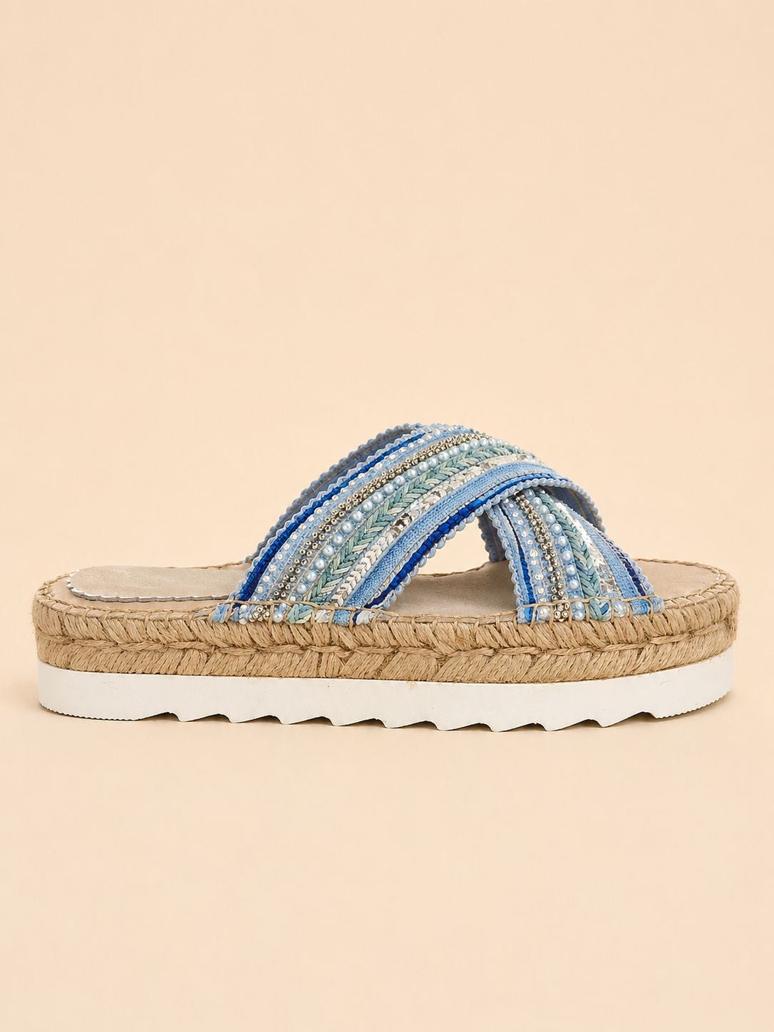 Sandalia Plataforma Cruzada con Tiras Bordadas Artesanales | 7 Colores