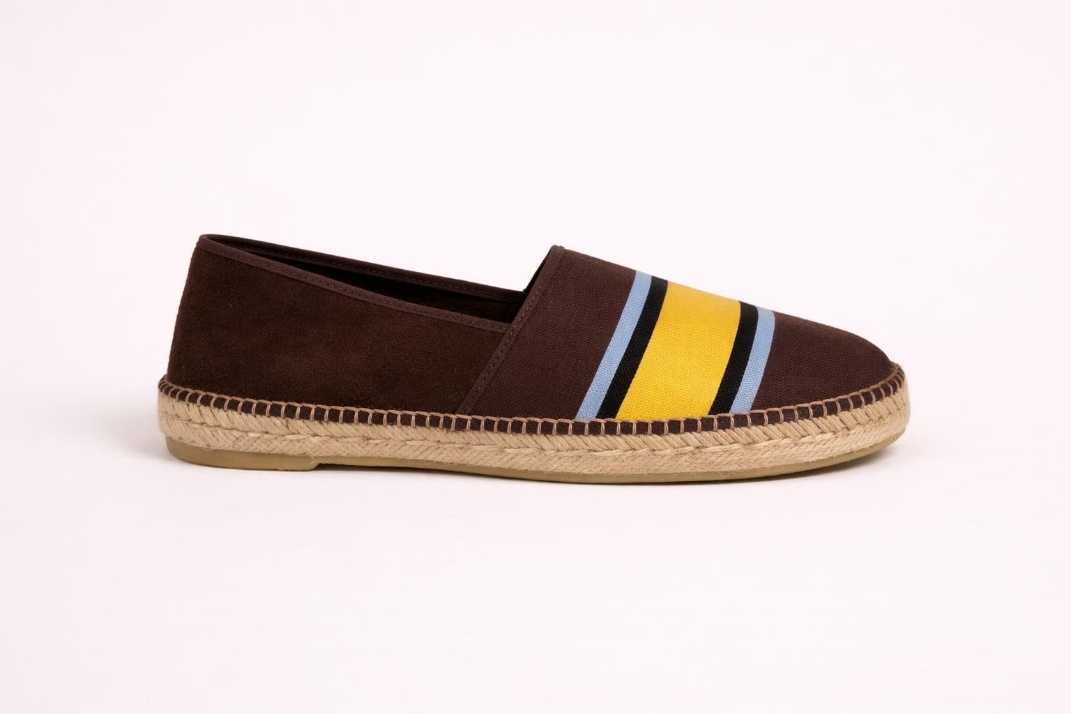 Mehrfarbig gestreifte Espadrilles aus Korbgeflecht – Handgefertigte flache Damenschuhe Mandy