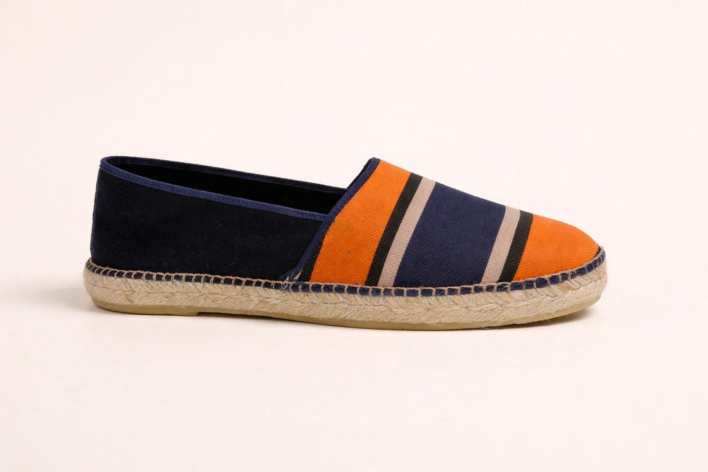 Alpargatas/Espadrilles de esparto rayadas multicolor - Zapatillas artesanales planas para mujer Mandy