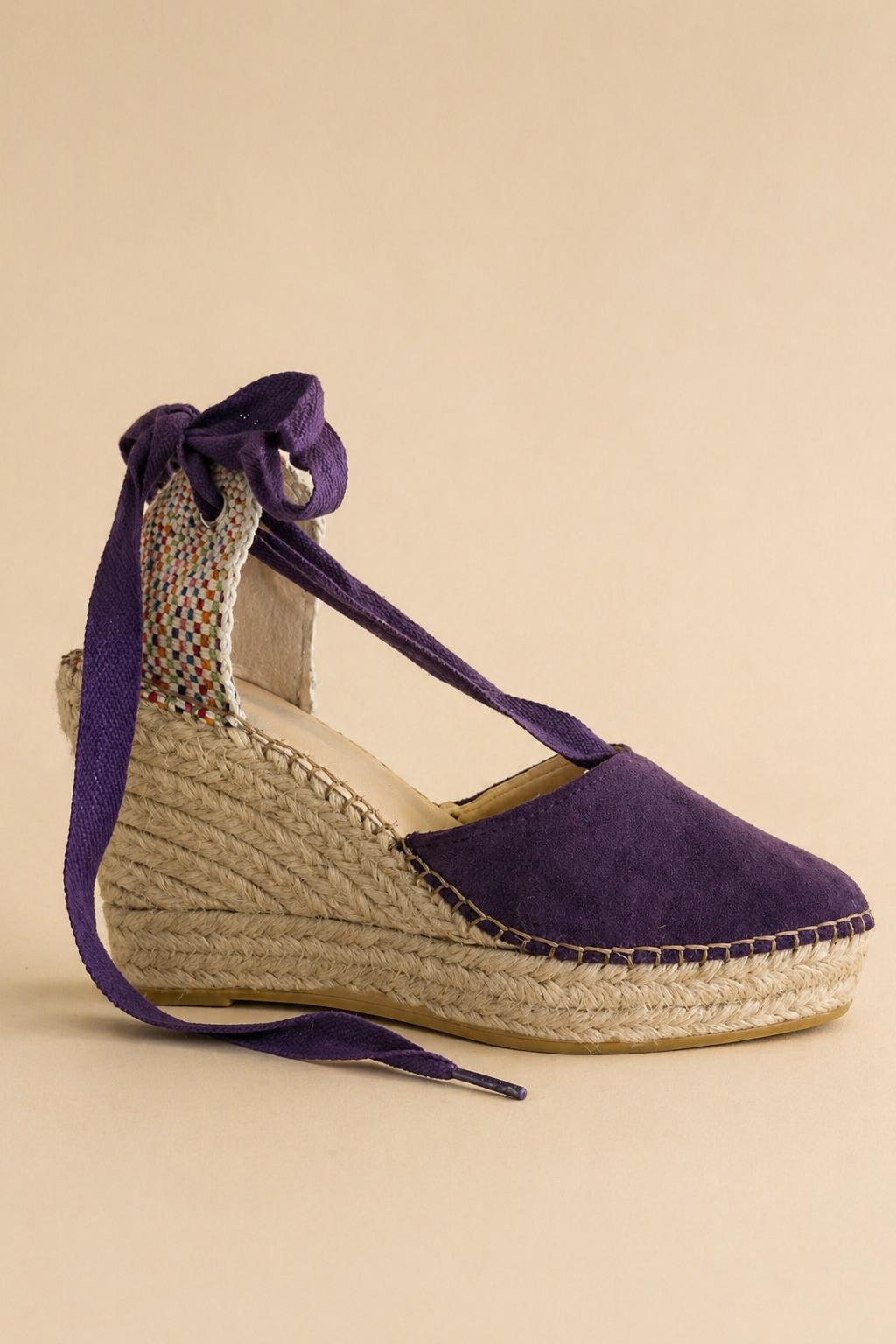 Espadrille Valenciana de Cuña Alta en Ante con Cinta al Tobillo | 8 Colores
