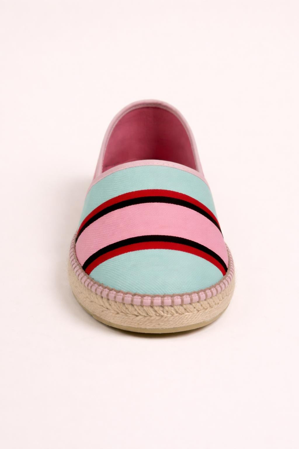 Alpargatas/Espadrilles de esparto rayadas multicolor - Zapatillas artesanales planas para mujer Mandy