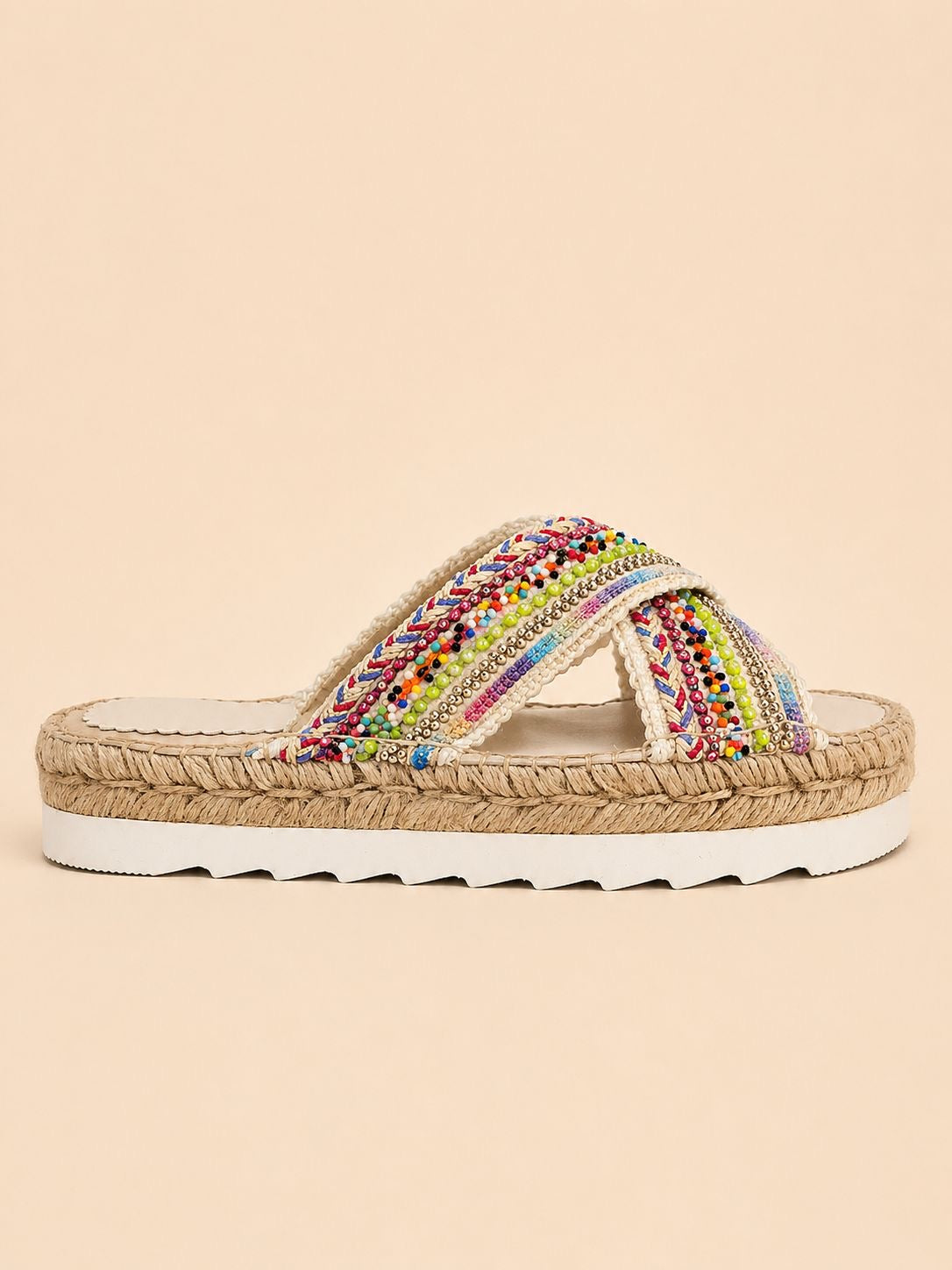 Sandalia Plataforma Cruzada con Tiras Bordadas Artesanales | 7 Colores