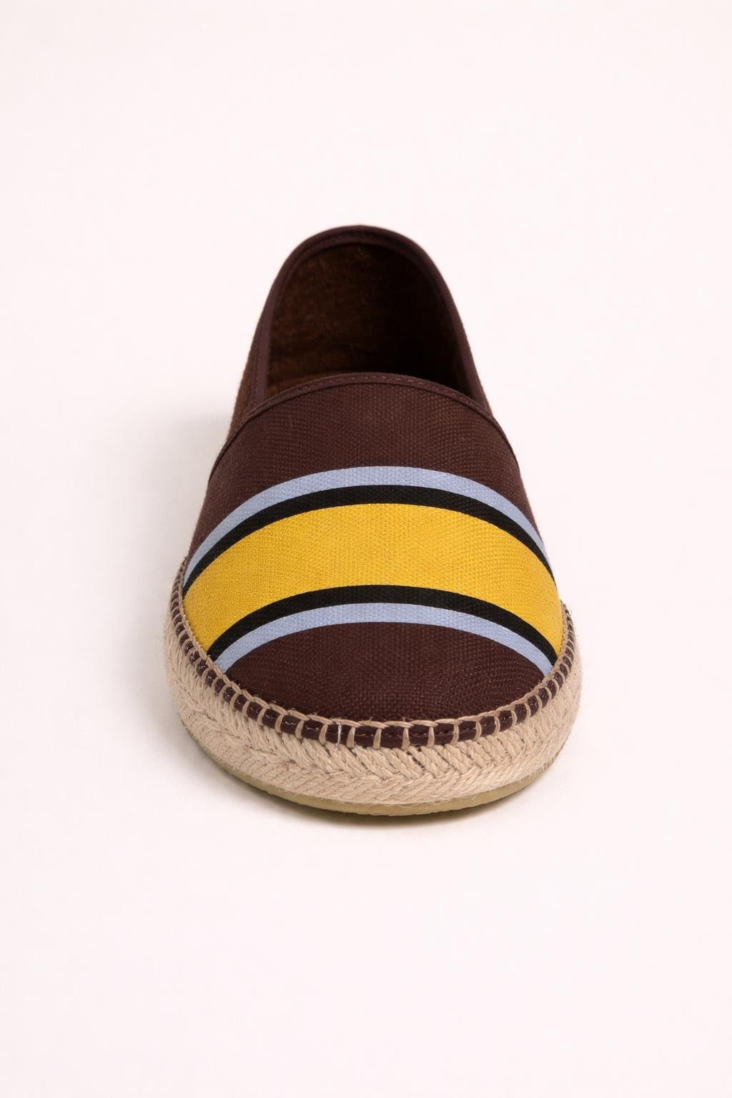 Mehrfarbig gestreifte Espadrilles aus Korbgeflecht – Handgefertigte flache Damenschuhe Mandy
