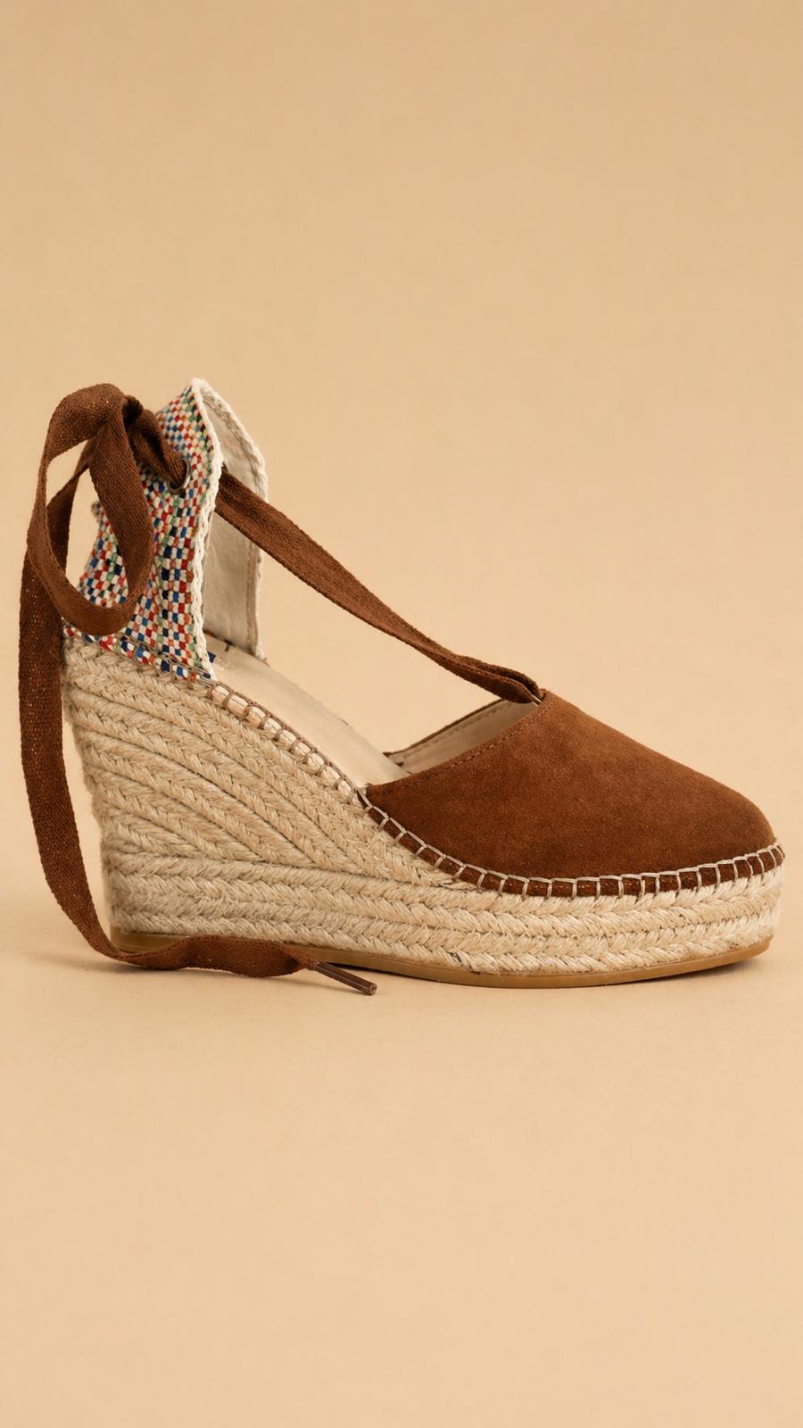 Espadrille Valenciana de Cuña Alta en Ante con Cinta al Tobillo | 8 Colores