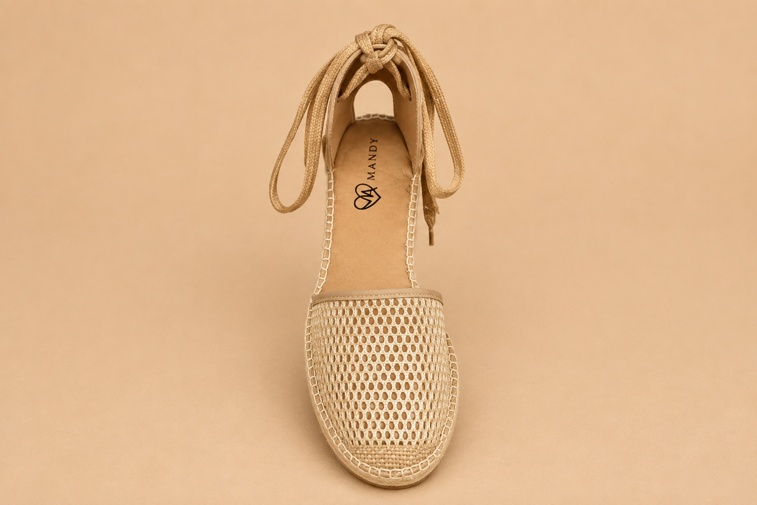 Espadrille de Malla Dorada y Aluminio con Atado al Tobillo