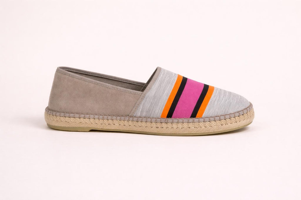 Alpargatas/Espadrilles de esparto rayadas multicolor - Zapatillas artesanales planas para mujer Mandy