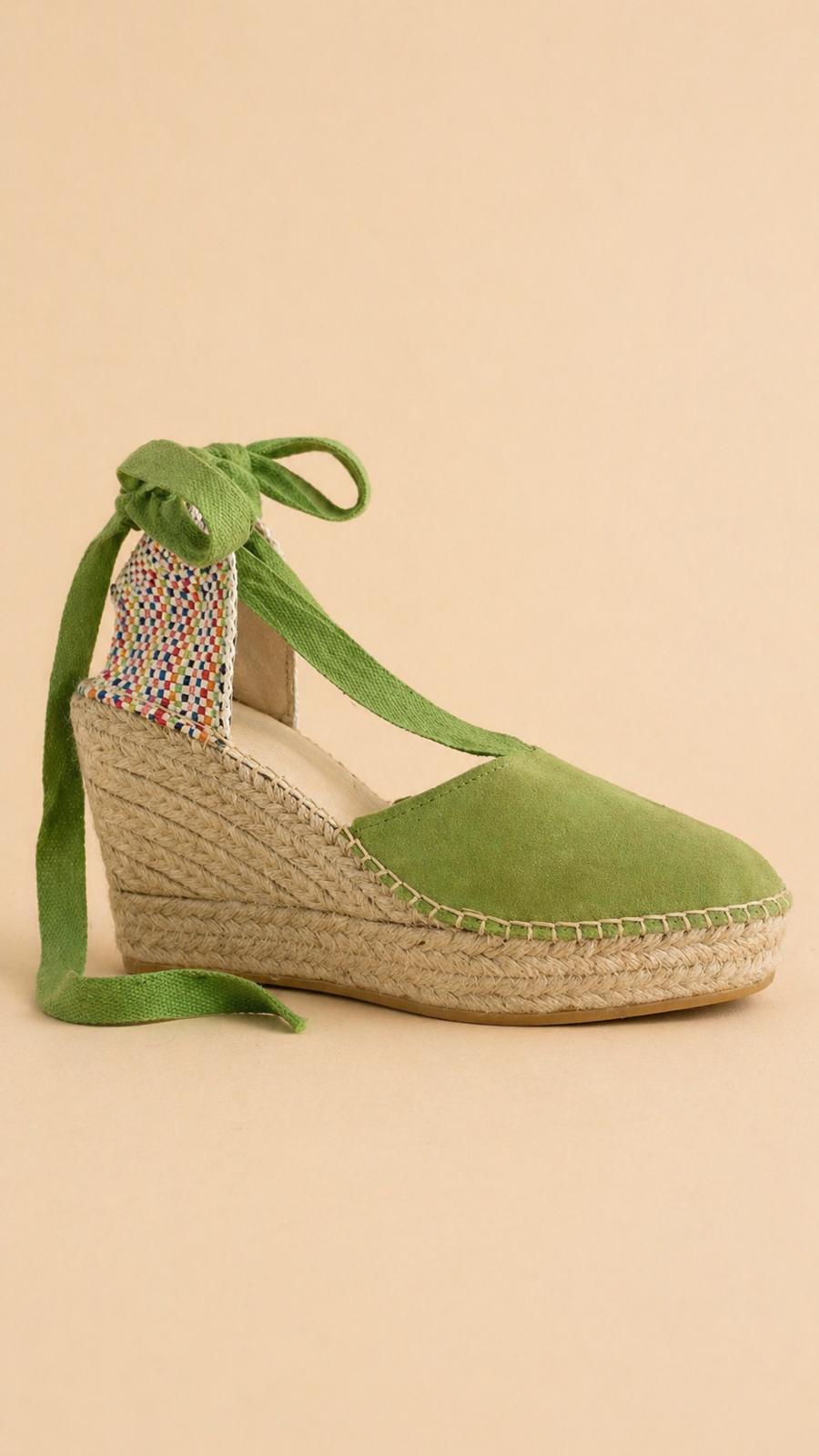 Espadrille Valenciana de Cuña Alta en Ante con Cinta al Tobillo | 8 Colores