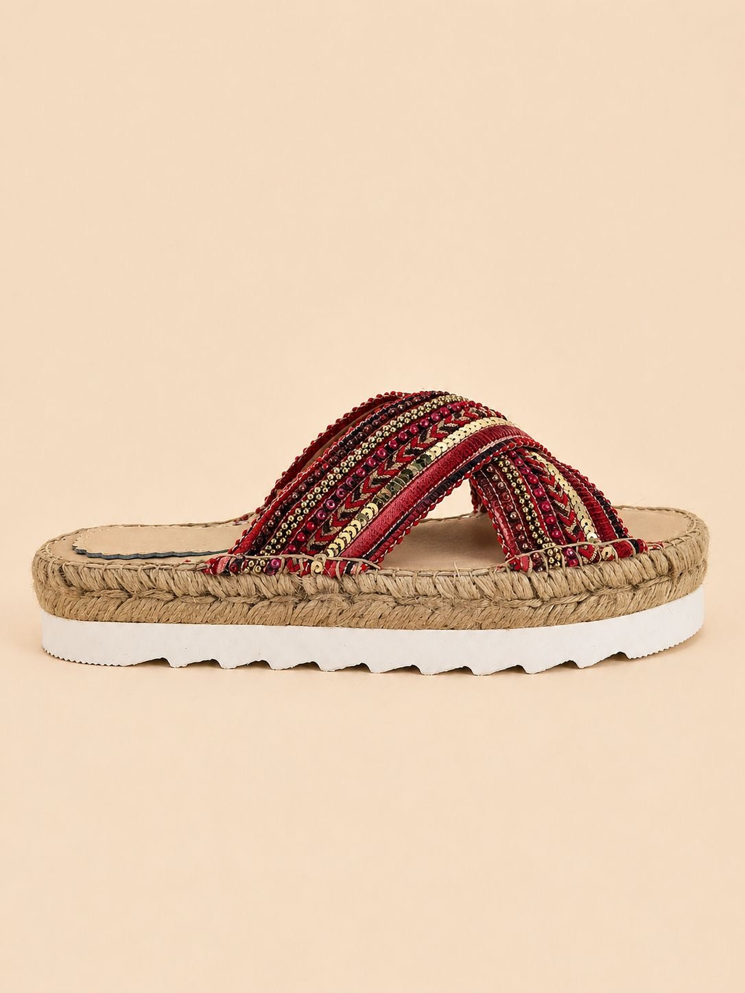 Sandalia Plataforma Cruzada con Tiras Bordadas Artesanales | 7 Colores