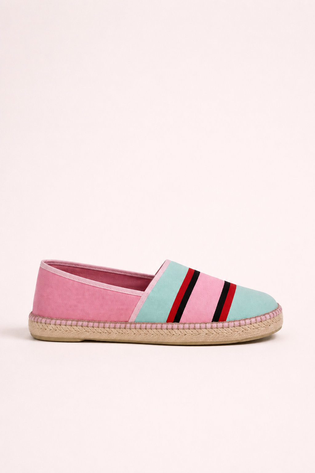 Alpargatas/Espadrilles de esparto rayadas multicolor - Zapatillas artesanales planas para mujer Mandy