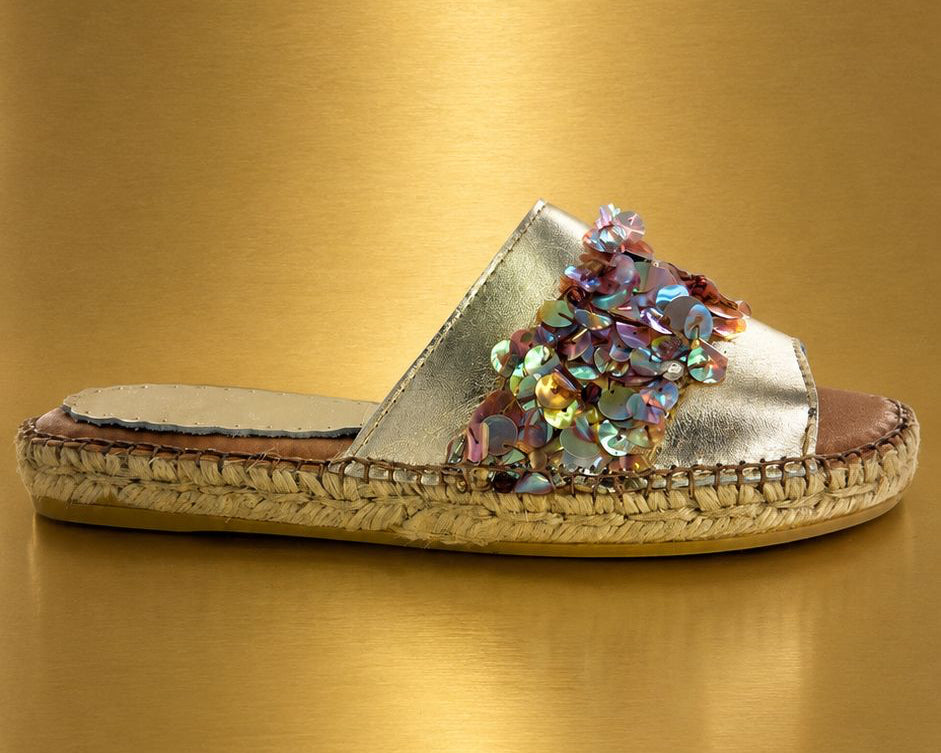 Sandalias de Esparto con Lentejuelas Metálicas | Artesanal