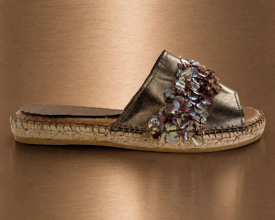 Sandalias de Esparto con Lentejuelas Metálicas | Artesanal