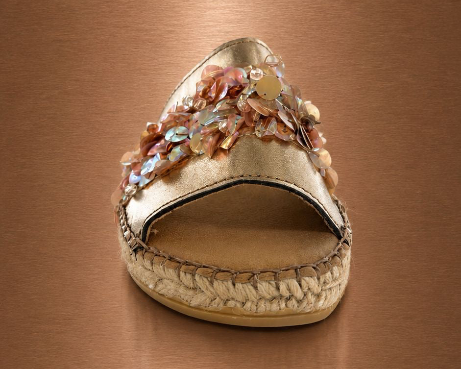 Sandalias de Esparto con Lentejuelas Metálicas | Artesanal