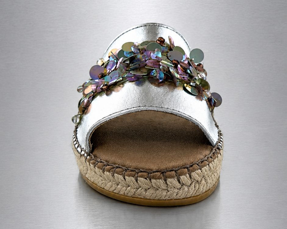 Sandalias de Esparto con Lentejuelas Metálicas | Artesanal