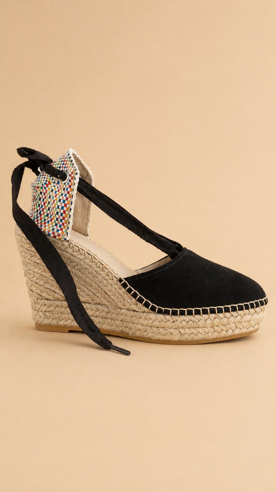 Espadrille Valenciana de Cuña Alta en Ante con Cinta al Tobillo | 8 Colores