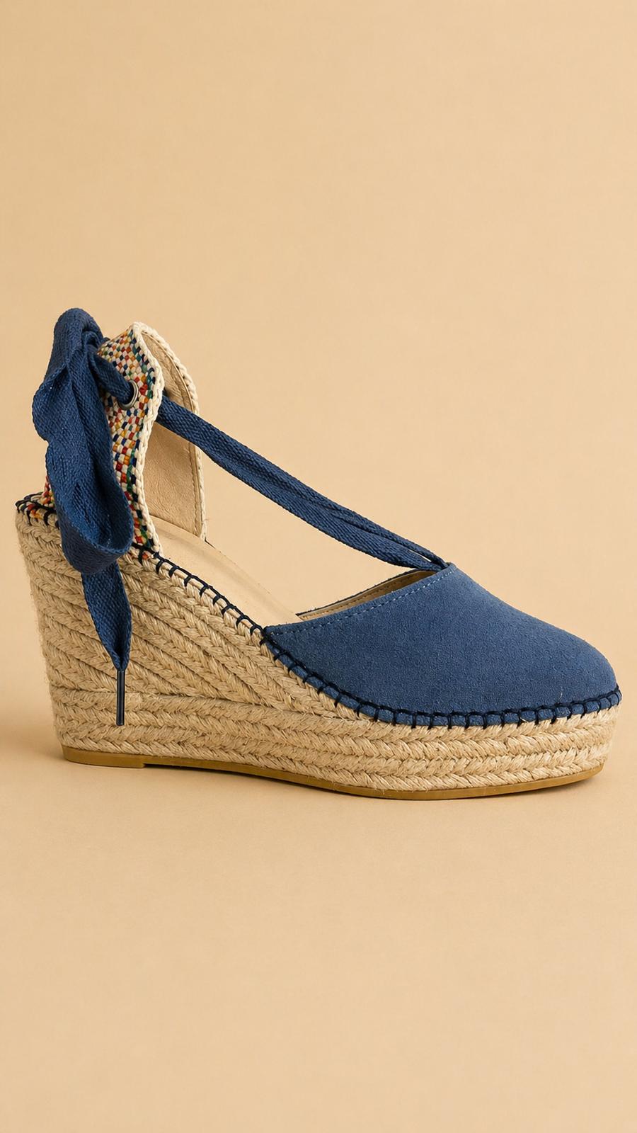 Espadrille Valenciana de Cuña Alta en Ante con Cinta al Tobillo | 8 Colores