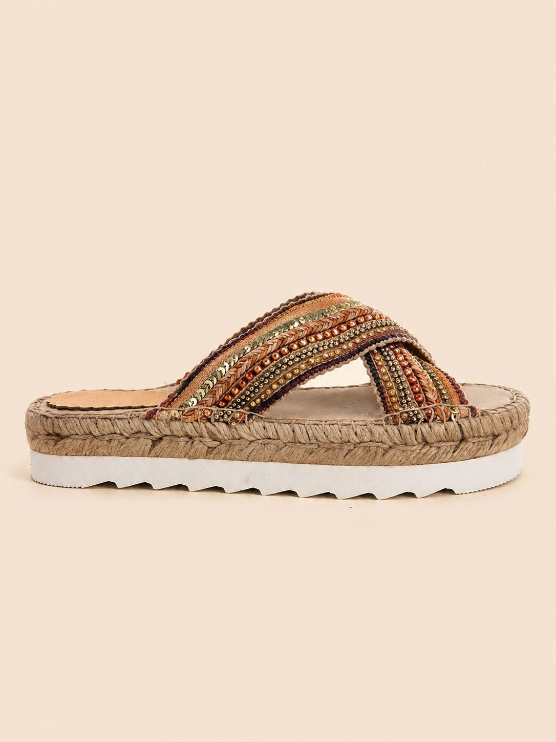 Sandalia Plataforma Cruzada con Tiras Bordadas Artesanales | 7 Colores